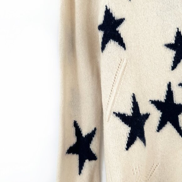 Zadig & Voltaire Cream White "Mirka" Star Motif Cashmere Cardigan sz M - Picture 4 of 7